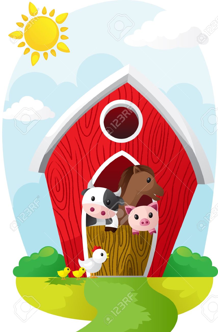 illustration of farm animals in a barn royalty free cliparts barn illustrationer