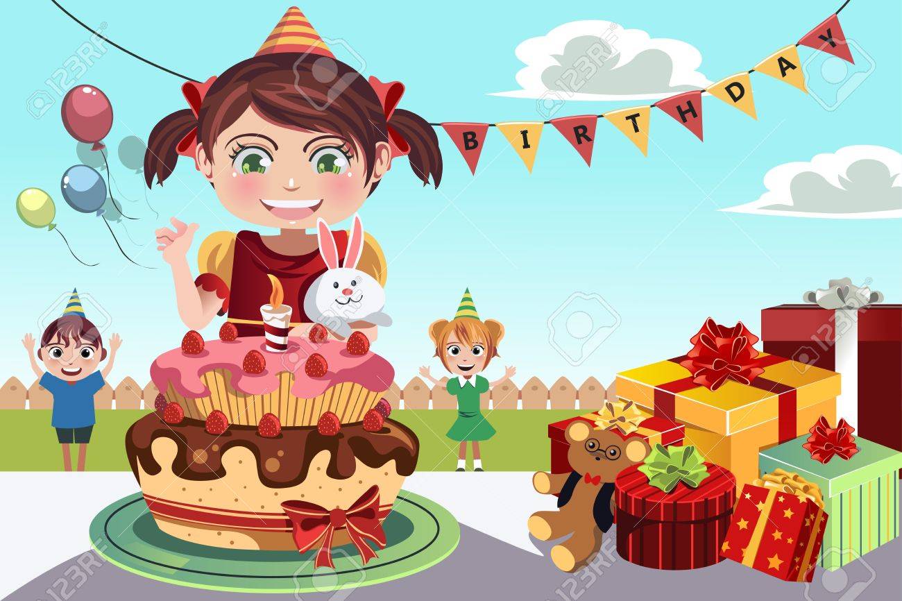 子供の誕生日パーティーを祝うのイラスト のイラスト素材 ベクタ Image