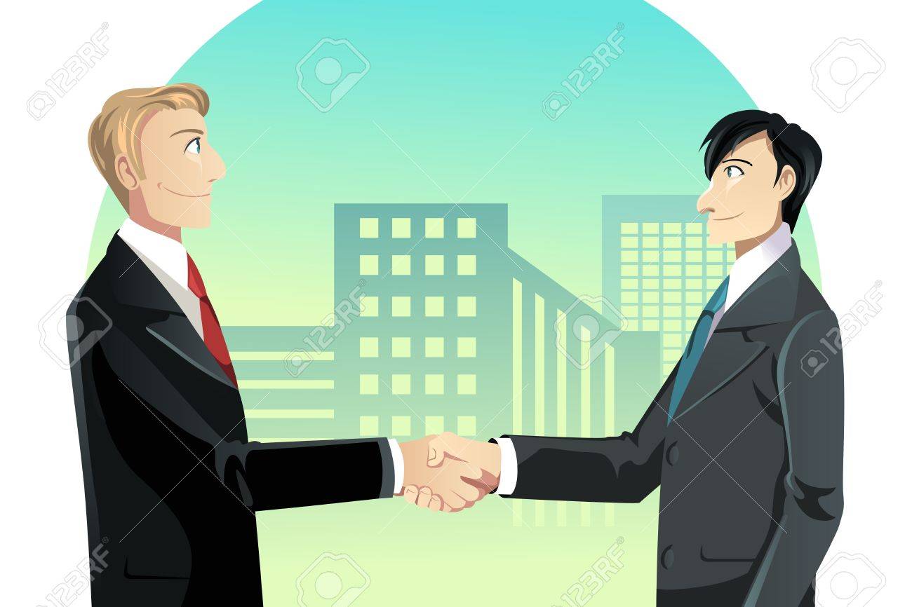 握手 2 人のビジネスマンのベクトル イラスト のイラスト素材 ベクタ Image