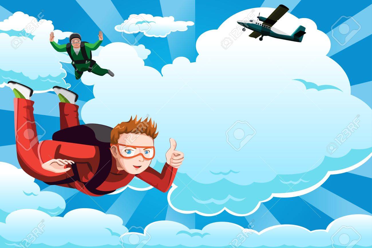 人 Copyspace のスカイ ダイビングのイラスト のイラスト素材 ベクタ Image