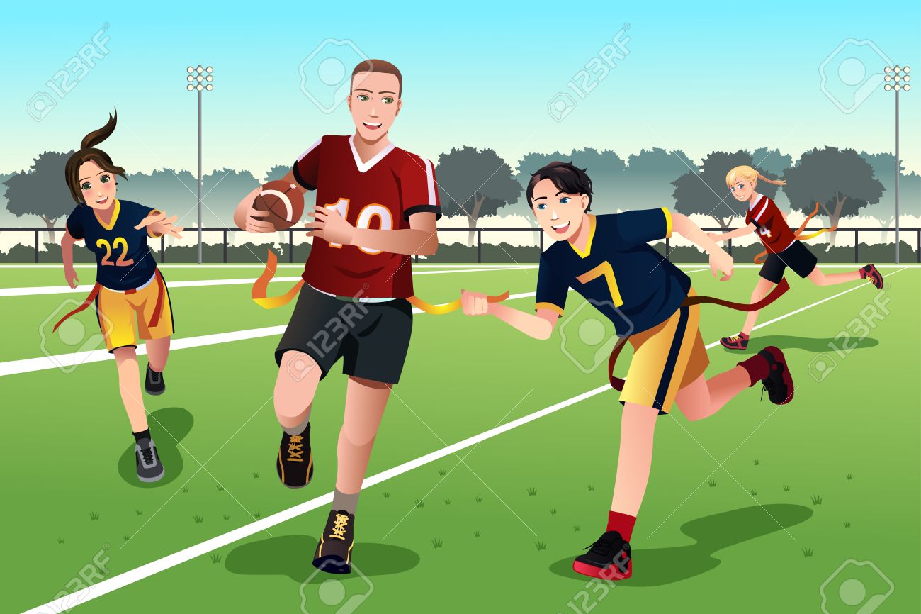 Illustration Of Young People Playing Flag Football Royalty Free SVG,  Cliparts, Vectors, and Stock Illustration. Image 29653660., image size:1300x866