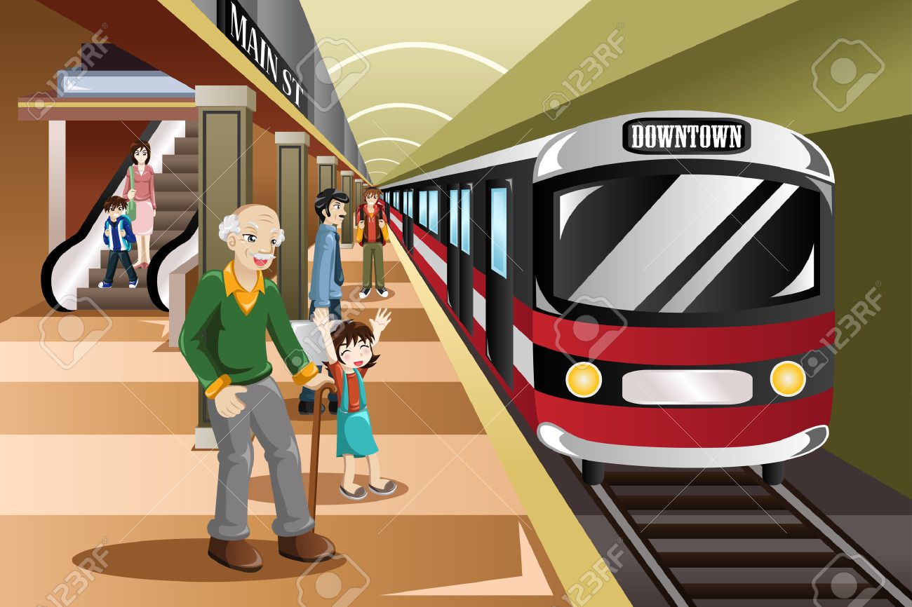 鉄道駅で待っている人のイラストのイラスト素材 ベクタ Image 鉄道駅で待っている人のイラストのイラスト素材 ベクタ Image