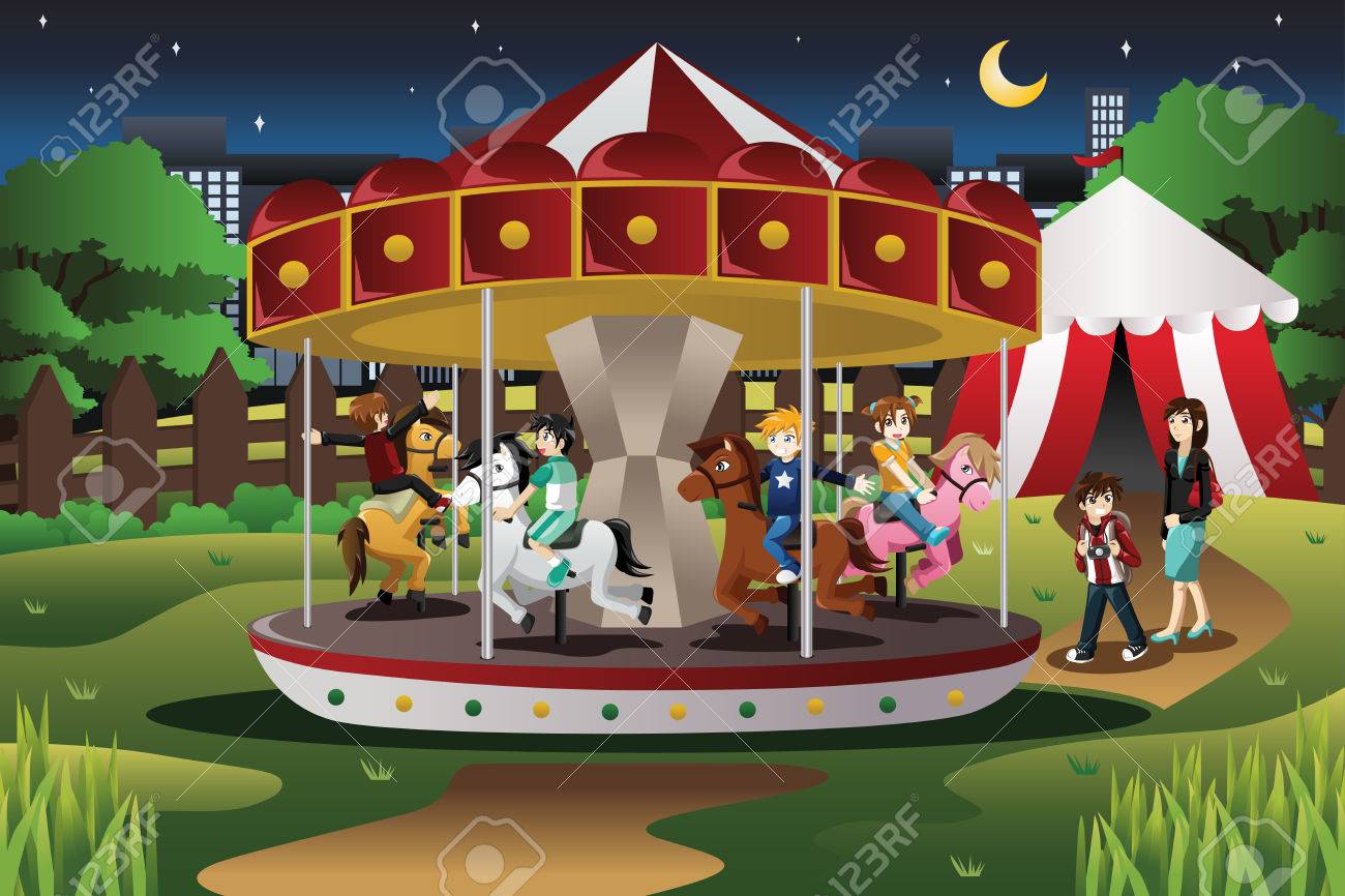 遊園地のメリーゴーランドに乗って幸せな子供のベクトル イラスト のイラスト素材 ベクタ Image 遊園地のメリーゴーランドに乗って幸せな子供のベクトル イラスト のイラスト素材 ベクタ Image