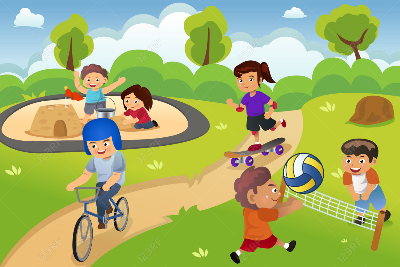 幸せな子供の遊び場で遊んでのベクトル イラストのイラスト素材 ベクタ Image