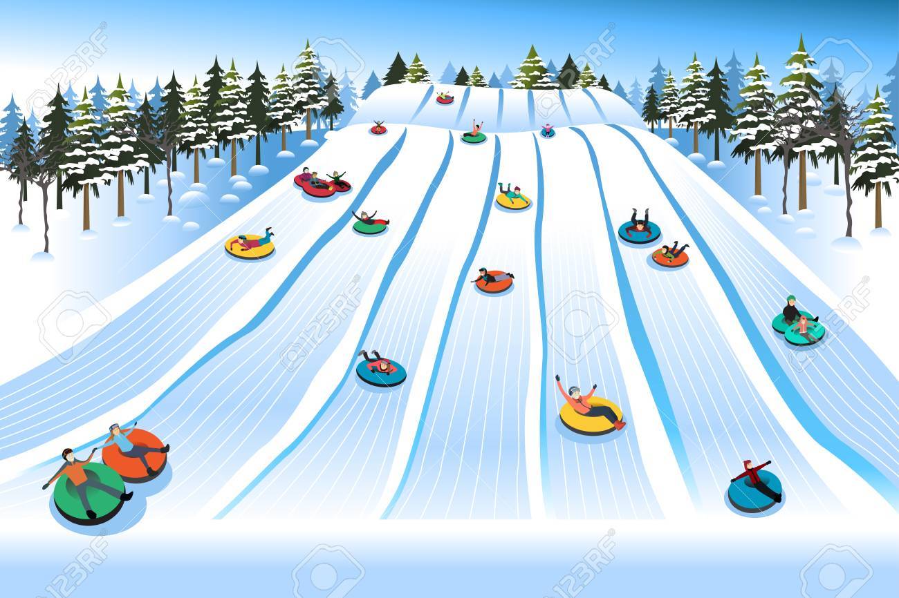 A vector illustration of People Having Fun Sledding on Tubing Hill During Winter - 63893327 A vector illustration of People Having Fun Sledding on Tubing Hill During Winter - 63893327