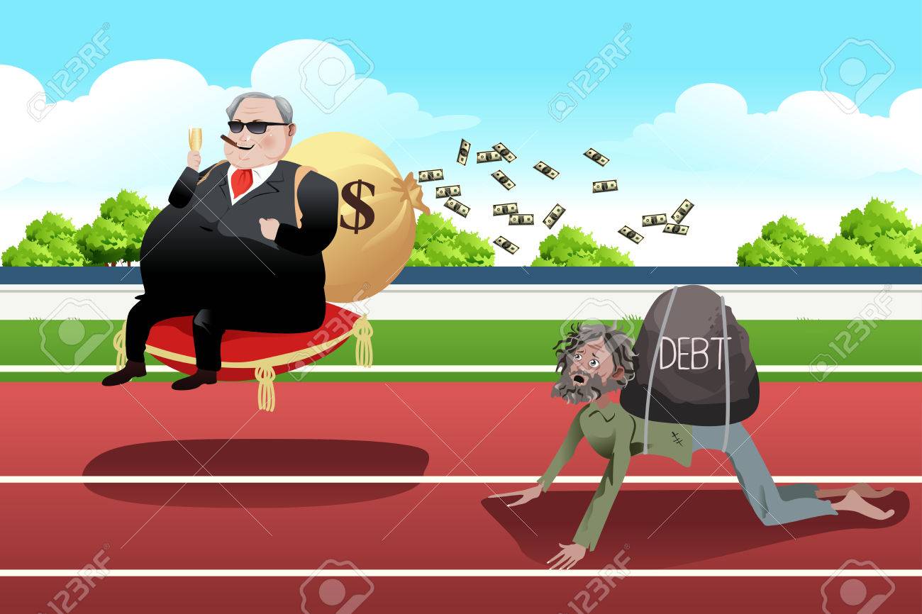 a vector illustration of rich and poor difference concept royalty