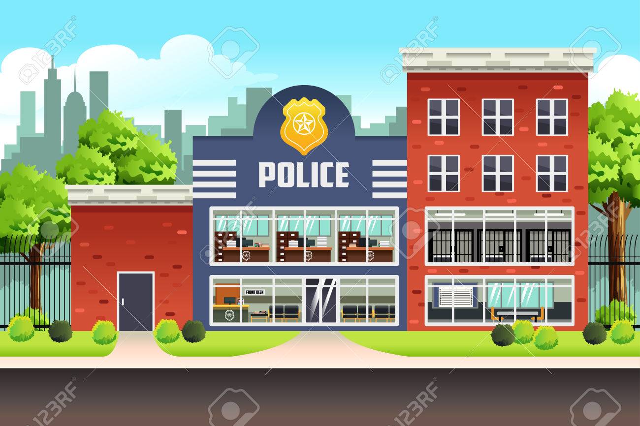 Una Ilustración Vectorial De La Estación De Policía Ilustraciones ...