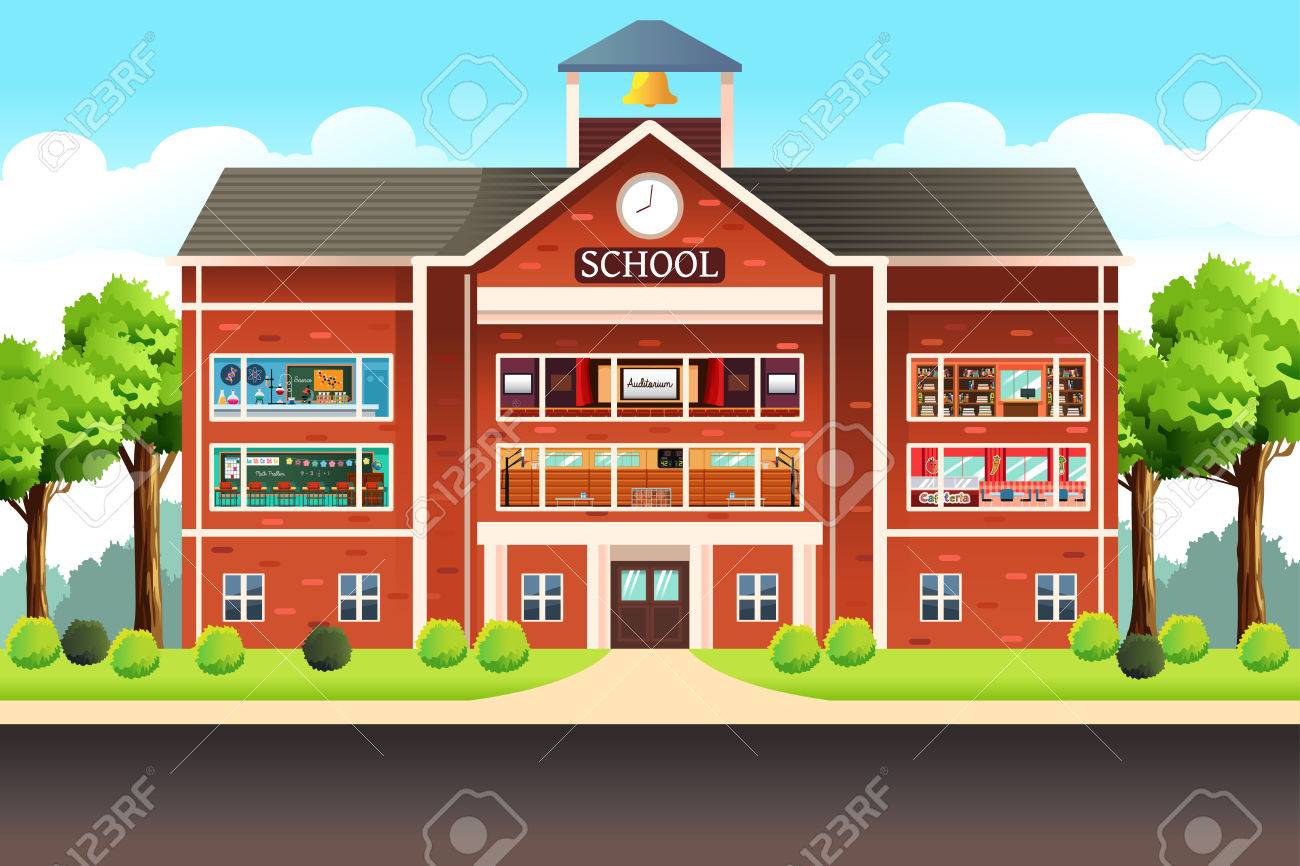 A Vector Illustration Of School Building Royalty Free SVG, Cliparts,  Vectors, and Stock Illustration. Image 69367043., image size:1300x866
