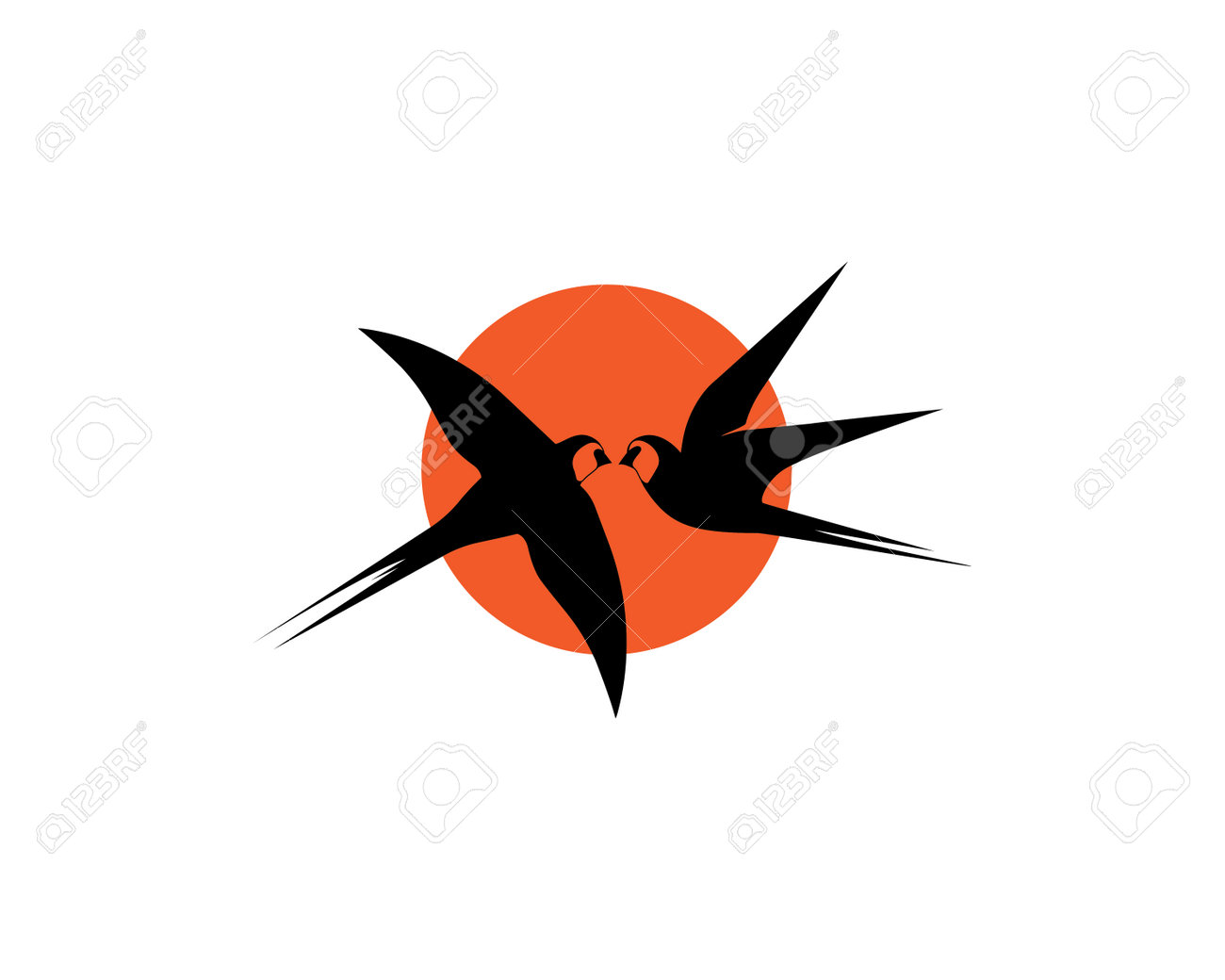 Barn Swallow Silhouettes On Sunset, Vector. Flying Swallow Birds  Illustration On Sunset Isolated On White Background. Couple Barn Swallow  Birds. Concept Of Love And Freedom Royalty Free SVG, Cliparts, Vectors, and  Stock, image size:1300x1040