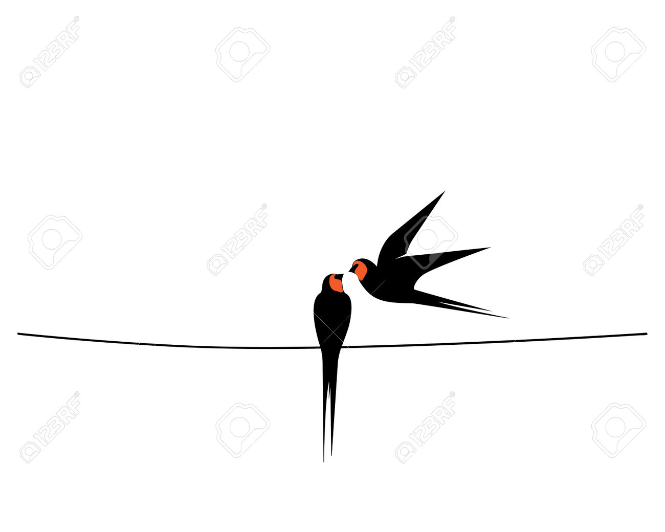 Barn Swallow Silhouettes On Wire, Vector. Flying Swallow Birds Illustration  On Sunset Isolated On White Background. Three Swallow Birds. Concept Of  Love And Freedom Royalty Free SVG, Cliparts, Vectors, and Stock  Illustration., image size:1300x1040