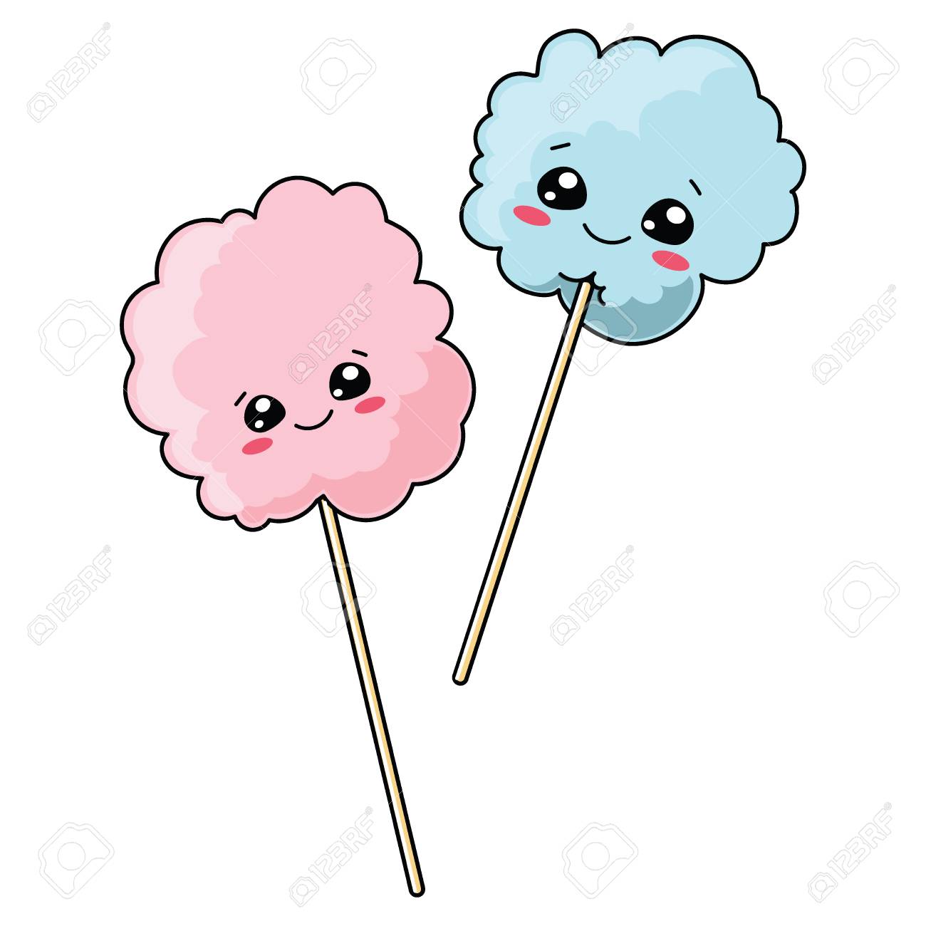 笑顔でかわいい綿飴のセットです 子供のためのベクトル図 のイラスト素材 ベクタ Image