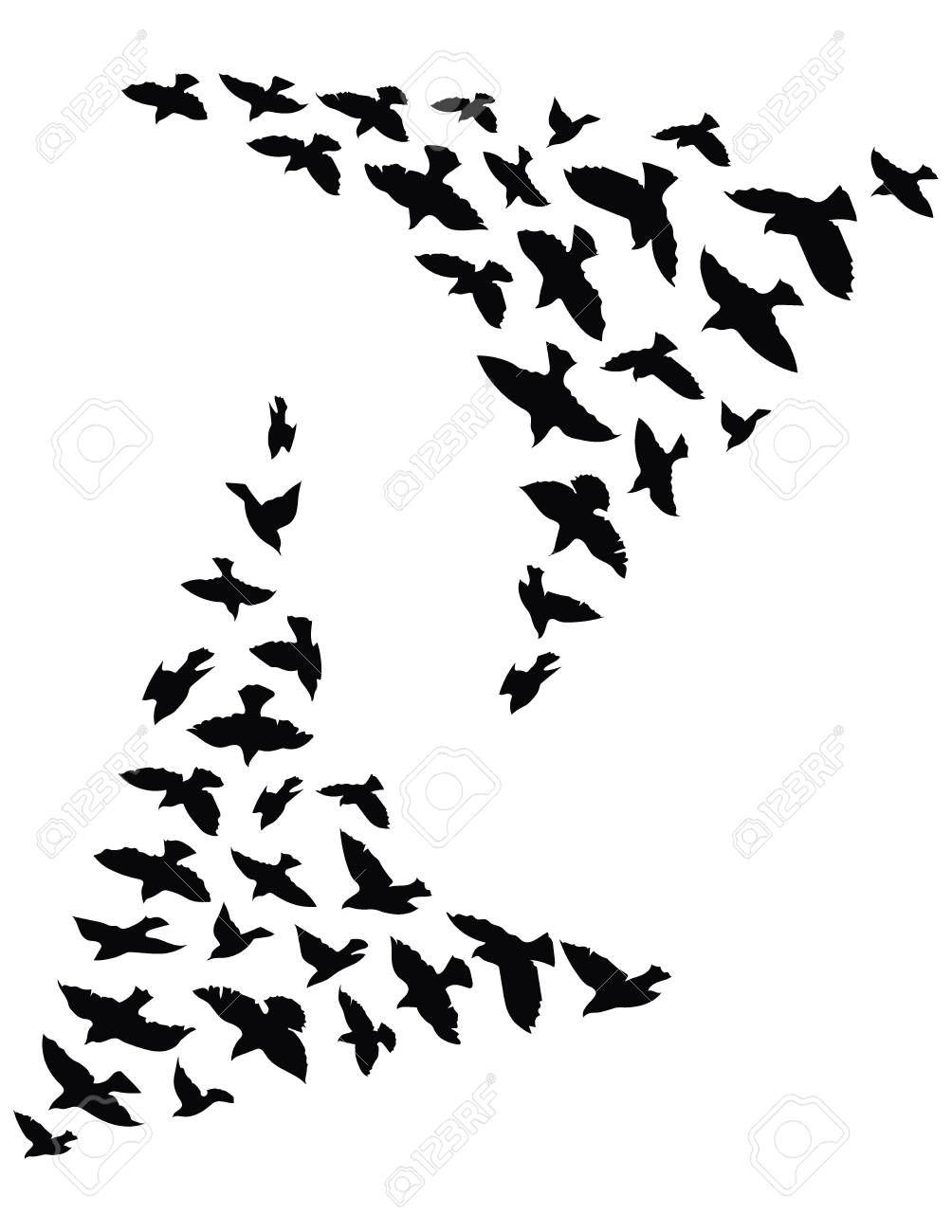 鳥の群れのシルエット 飛ぶ鳥の黒い輪郭 飛ぶ鳩タトゥー のイラスト素材 ベクタ Image 鳥の群れのシルエット 飛ぶ鳥の黒い輪郭 飛ぶ鳩タトゥー のイラスト素材 ベクタ Image