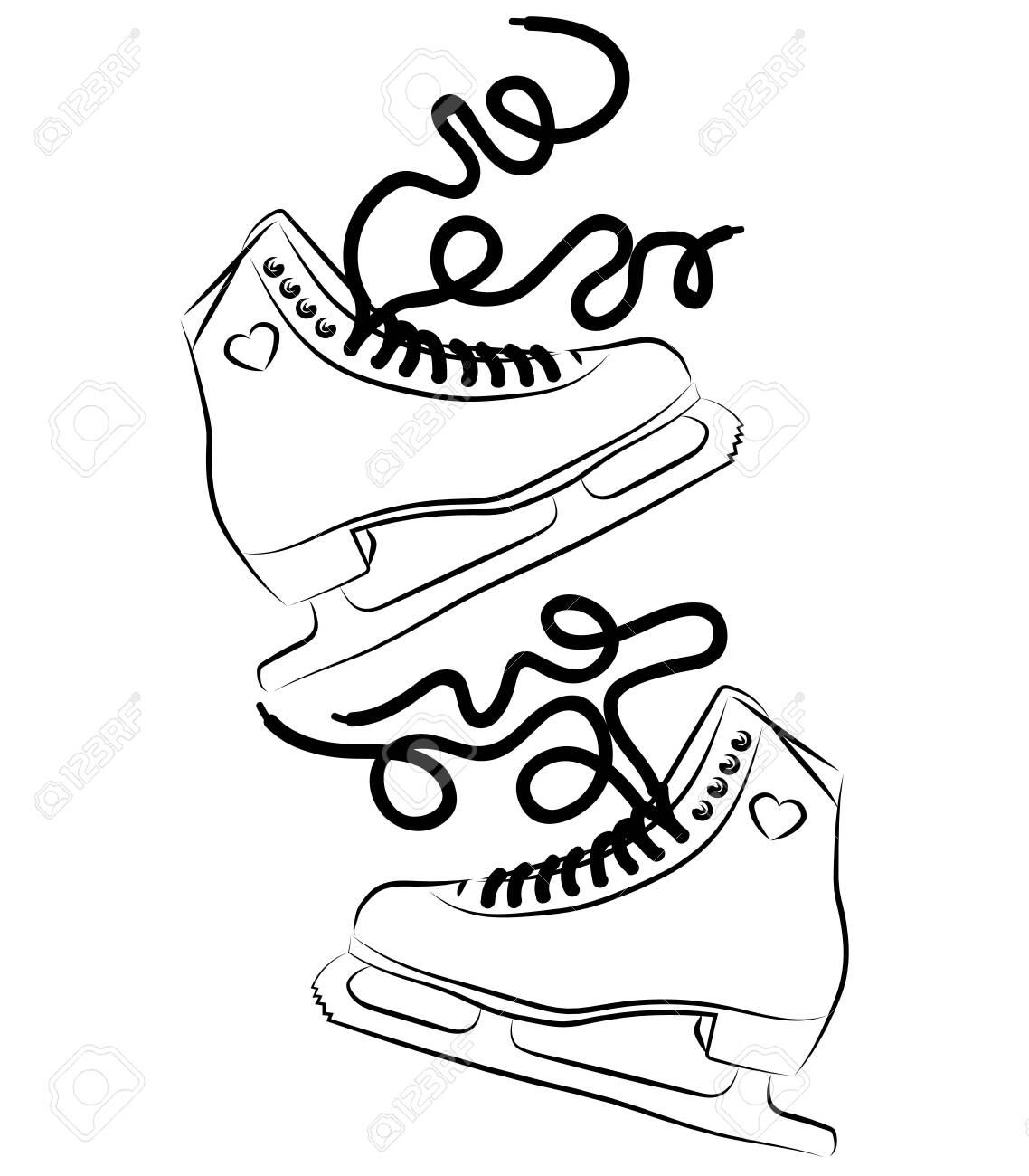 black and white ice skates