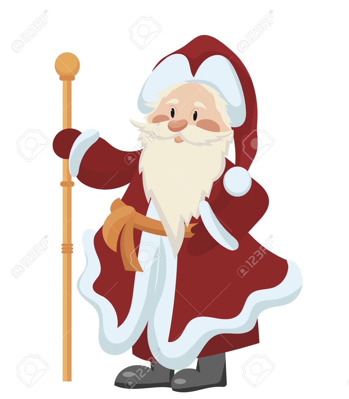 Cartoon Santa Claus Christmas Illustration With A Standing Santa