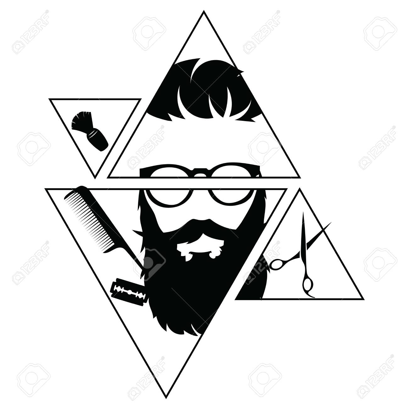 Logo For The Hairdresser. Black And White Template For A Barbershop.Vector  Illustration For Hairdresser. Royalty Free SVG, Cliparts, Vectors, And  Stock Illustration. Image 130653922.