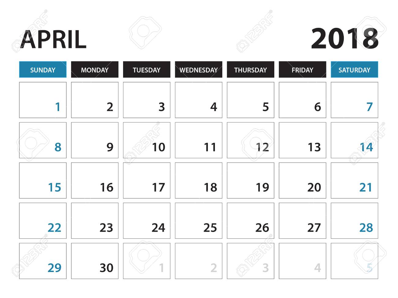 Printable calendar for April 2018, Planner structure template, .. graphic about April Printable Calendar called Printable calendar for April 2018, Planner layout template, ..