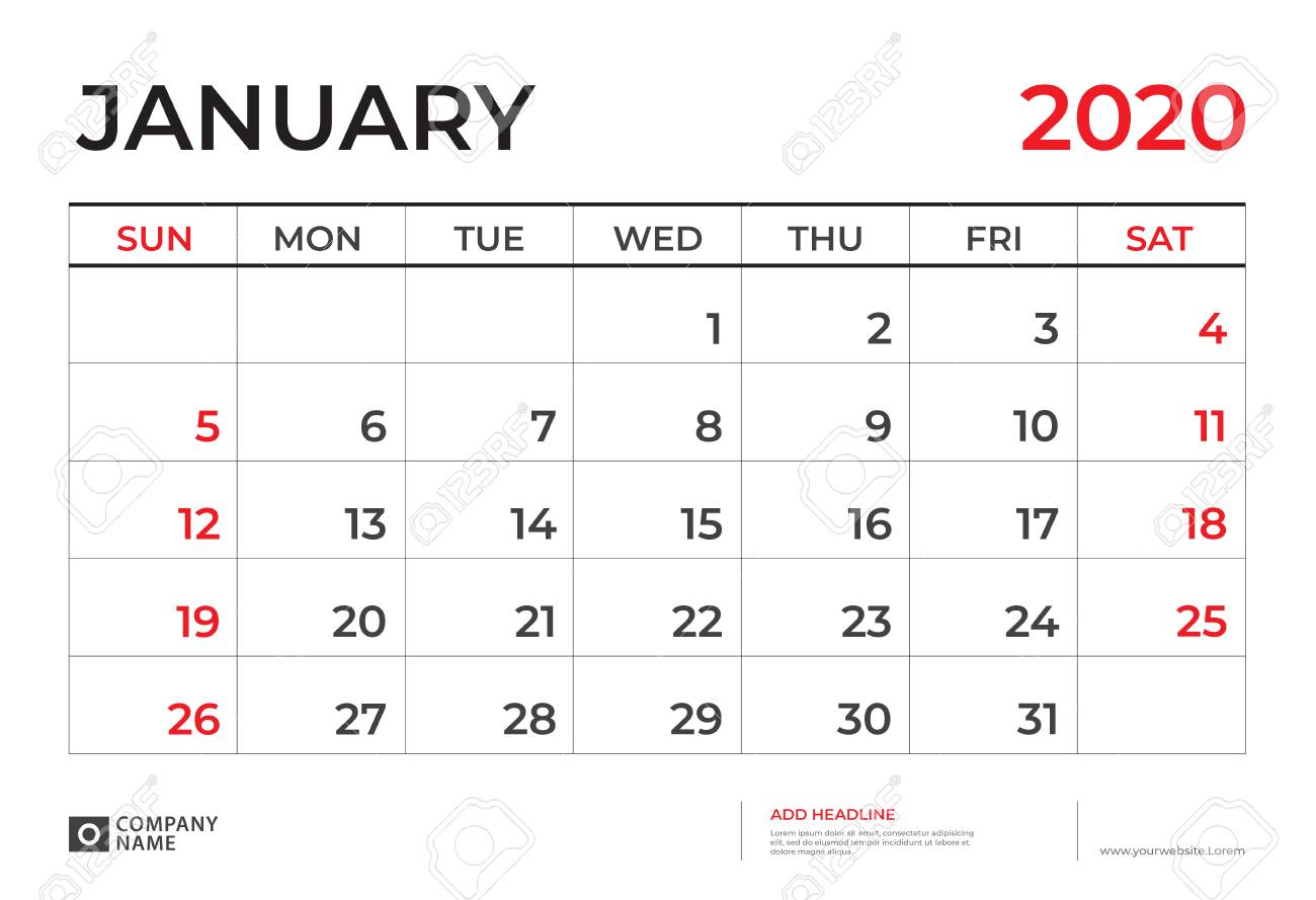 January 2020 Calendar Template from previews.123rf.com