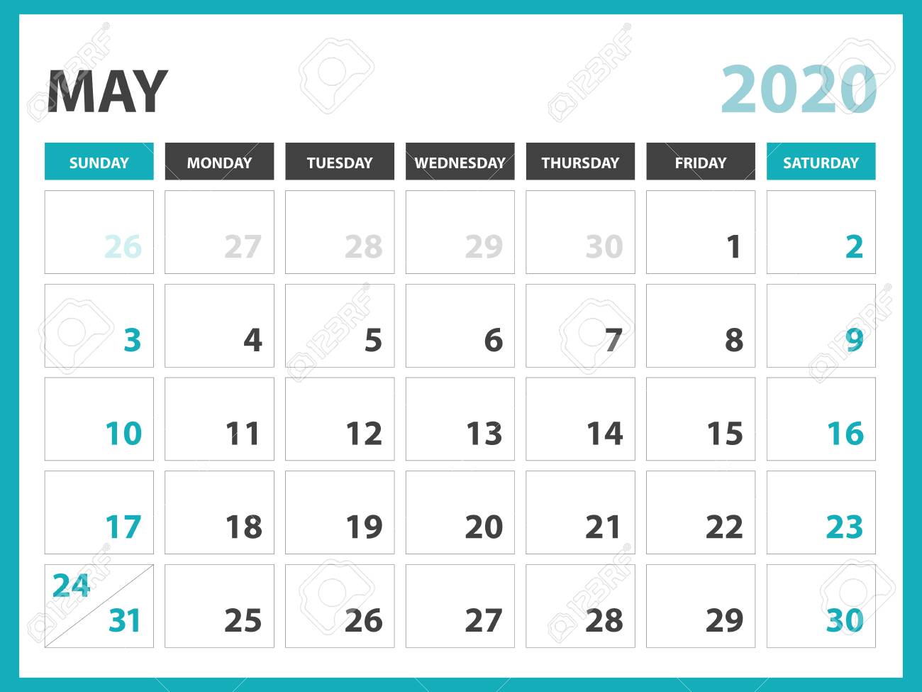 desk calendar layout size 8 x 6 inch may 2020 calendar template may calendar for 2020