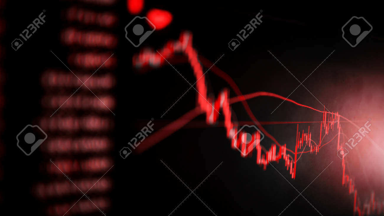The Red Crashing Market Volatility Of Crypto Trading With Technical Graph  And Indicator, Red Candlesticks Going Down Without Resistance, Market Fear  And Downtrend. Cryptocurrency Background Concept. Stock Photo, Picture and  Royalty Free