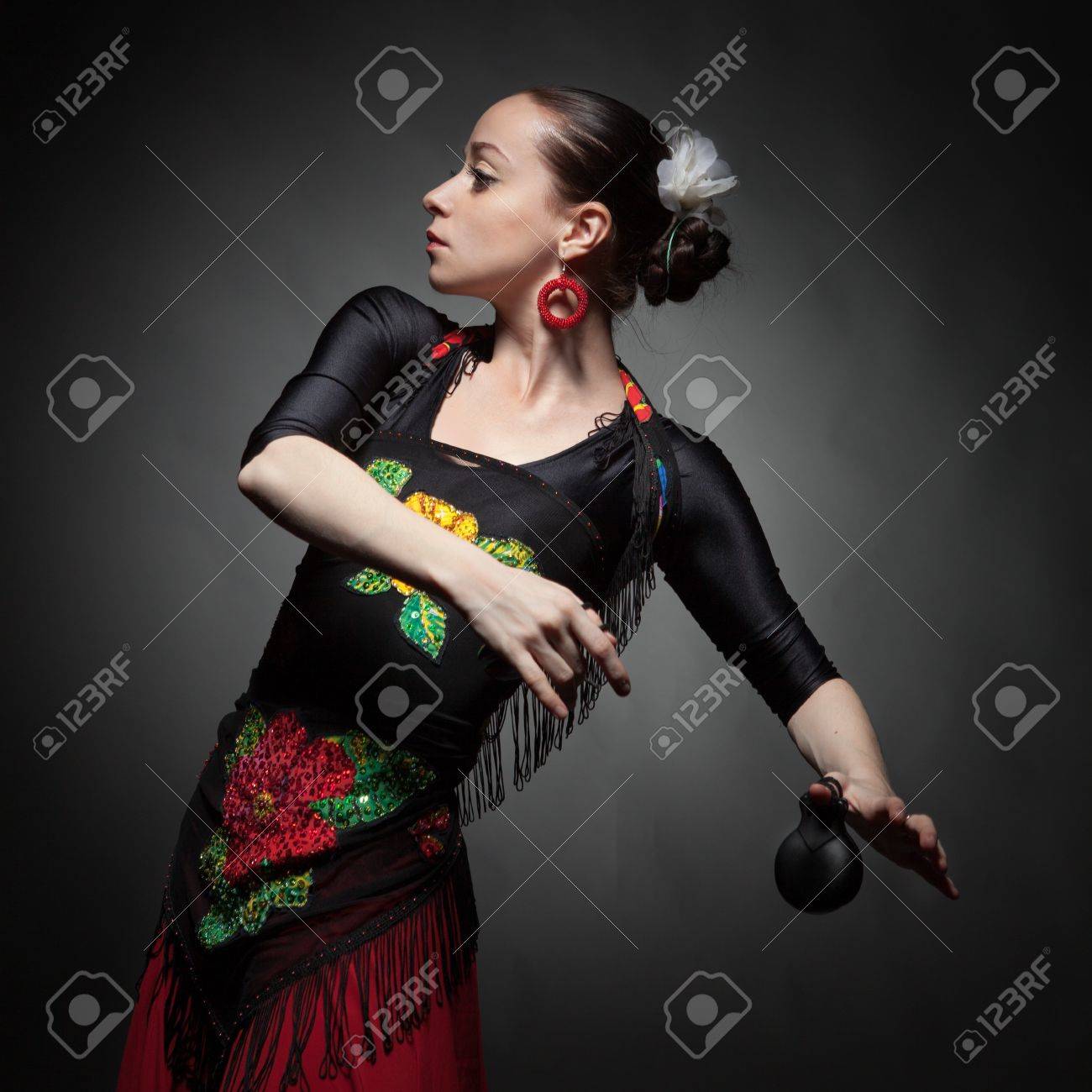 young woman dancing flamenco