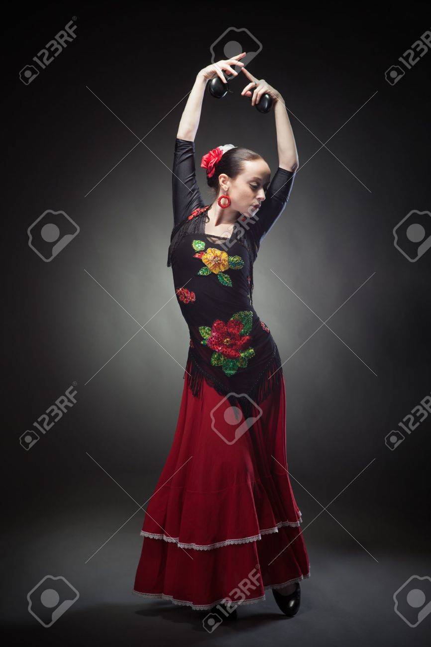 young woman dancing flamenco