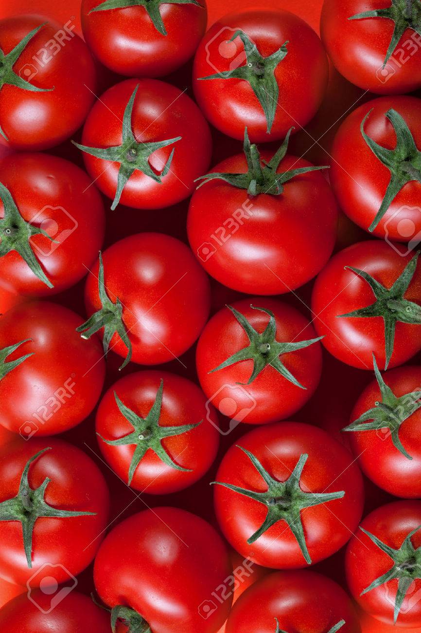 赤いトマトの背景 トップ ビュー の写真素材 画像素材 Image