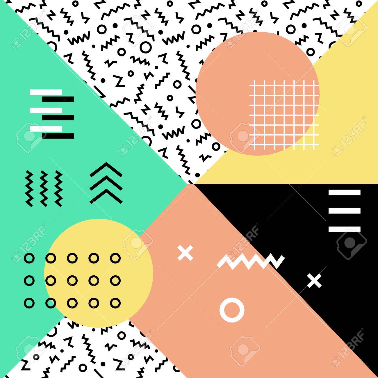 80 年代 90 年代のレトロなスタイルの幾何学的な背景は メンフィス トレンディー 抽象的なポスターは 表面 カード デザイン のイラスト素材 ベクタ Image