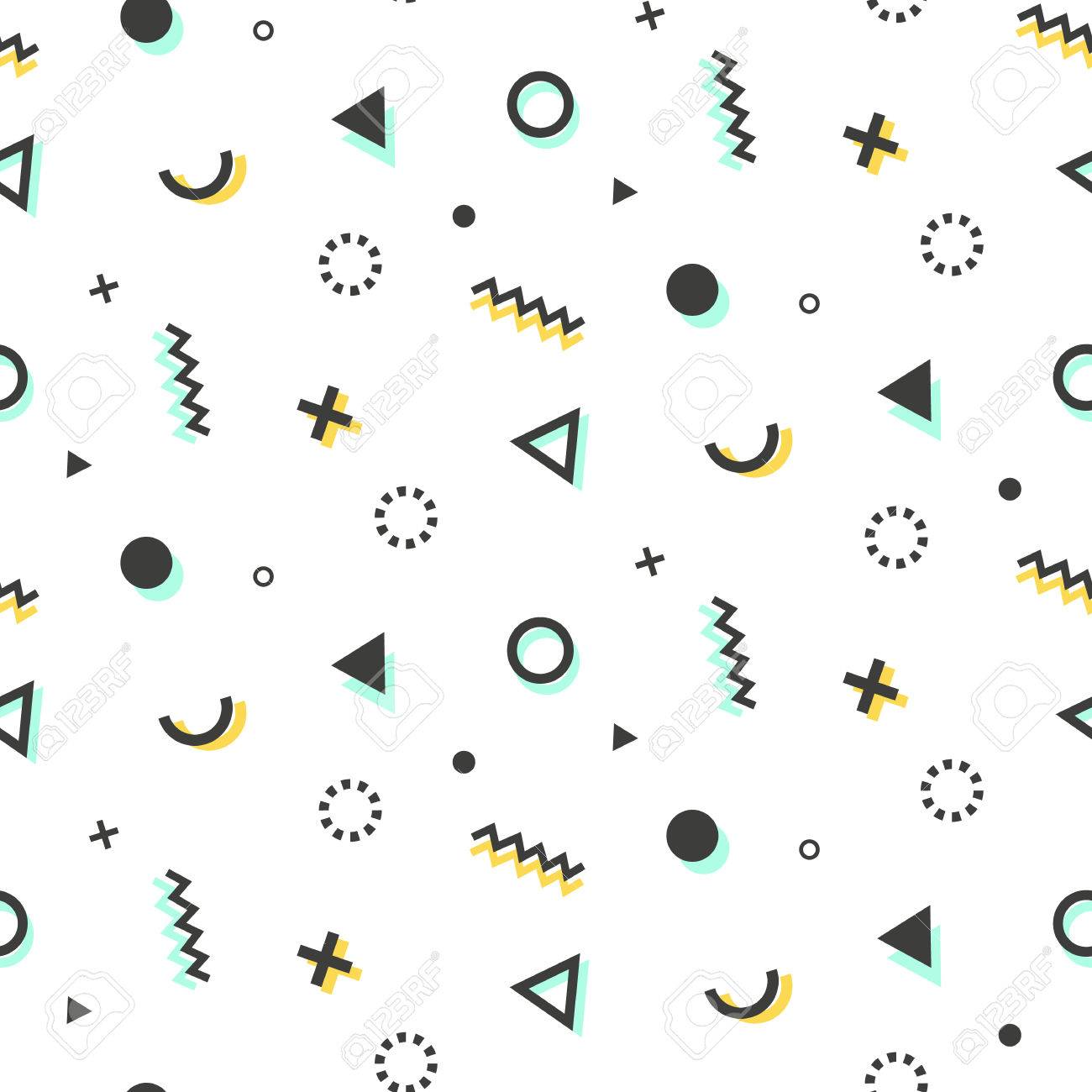 シームレスな幾何学模様レトロの背景は 80 年代 90 年代スタイル メンフィス トレンディー ポスター 表面 カード デザイン 織物を抽象化します のイラスト素材 ベクタ Image