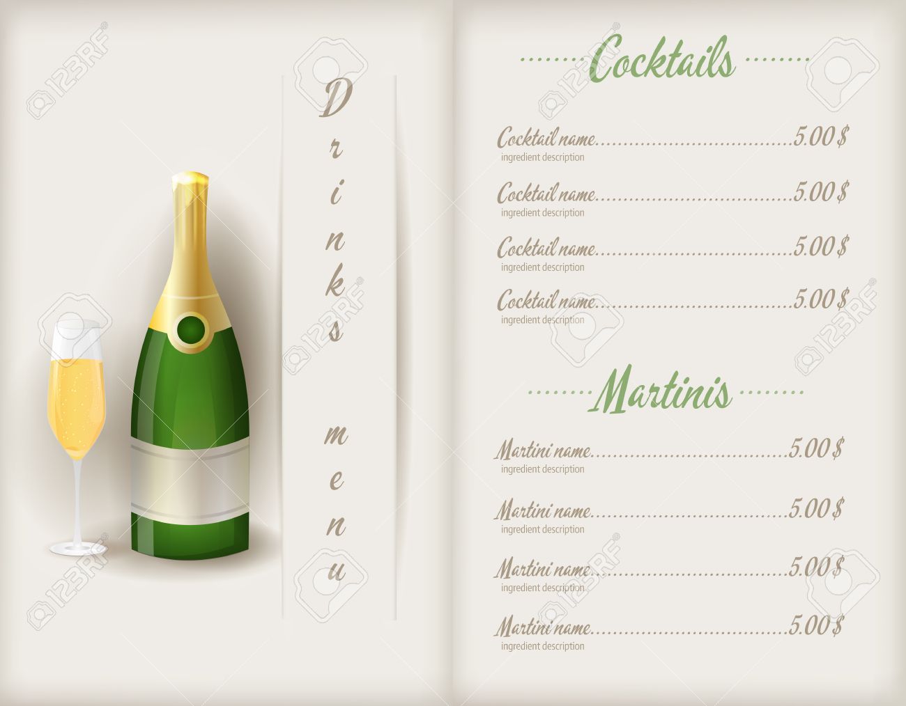 drink menu templates free