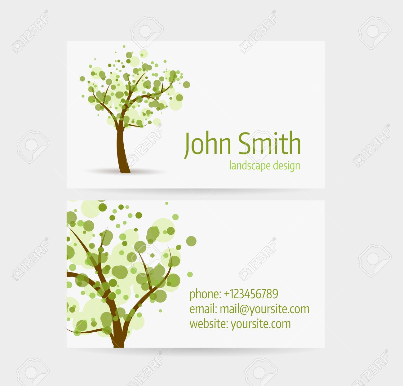 Modele De Carte De Visite Avant Et Arriere Design Arbre Abstrait Clip Art Libres De Droits Vecteurs Et Illustration Image