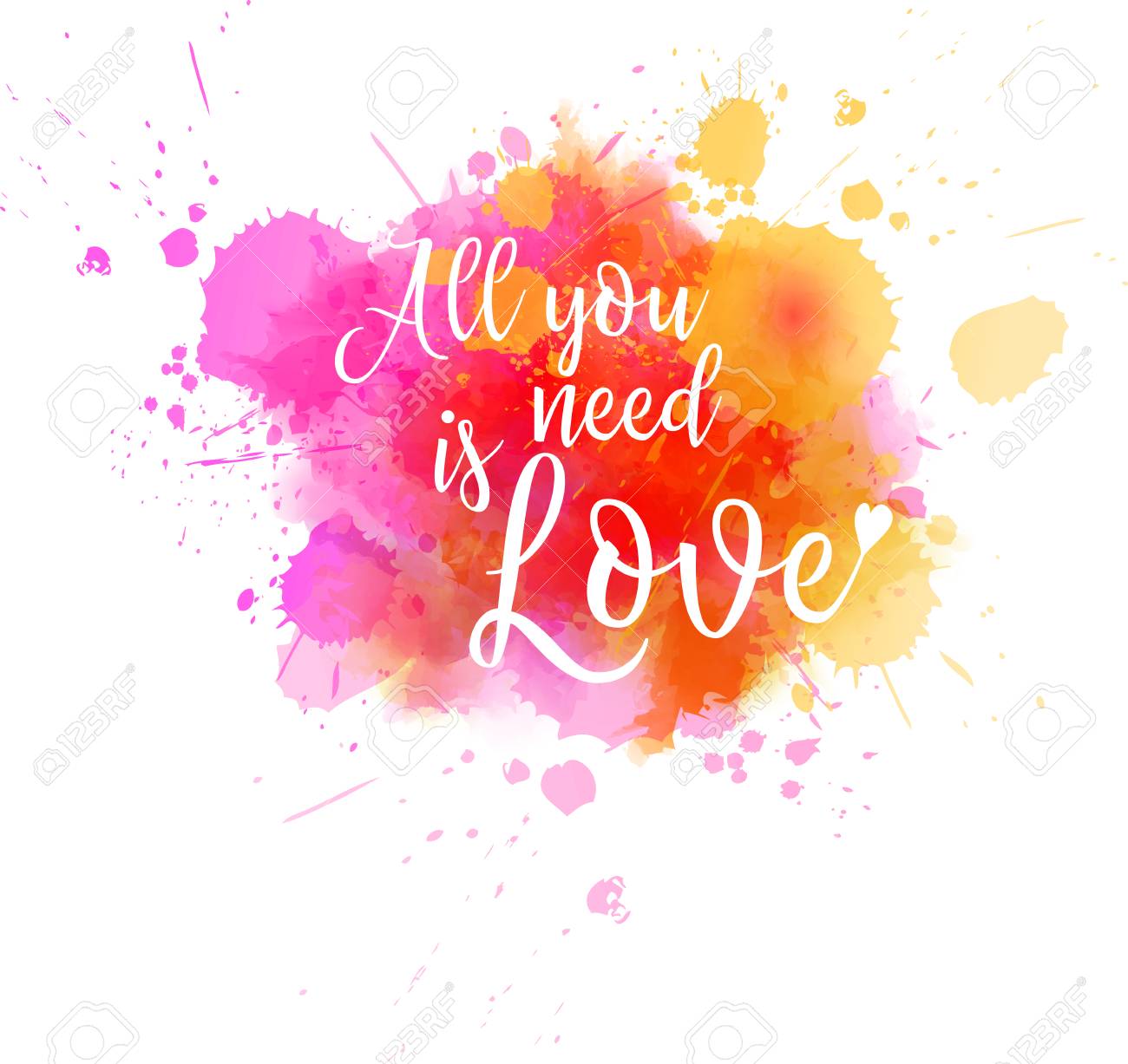 Watercolor Imitation Background With All You Need Is Love