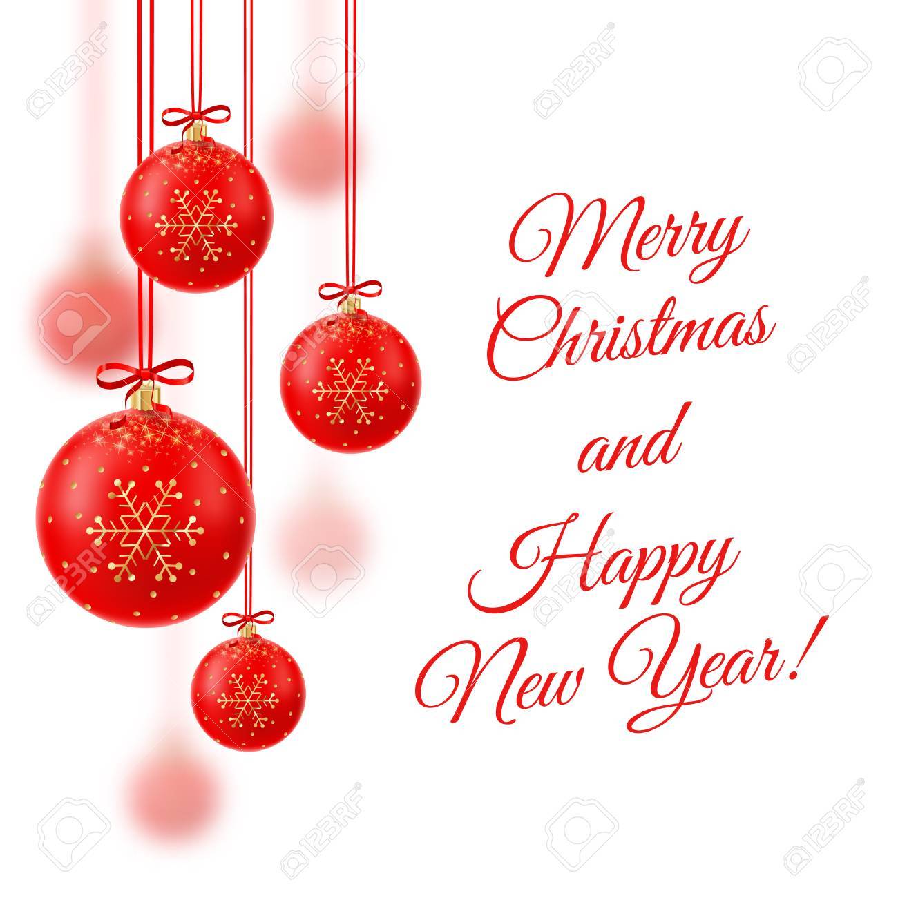 Vecteur Joyeux Noël Réalistes Boules De Cristal De Noël Avec Ruban Rouge Sur Un Fond Blanc Décoration De Noël Noël Boules Rouges Sur Un Ruban