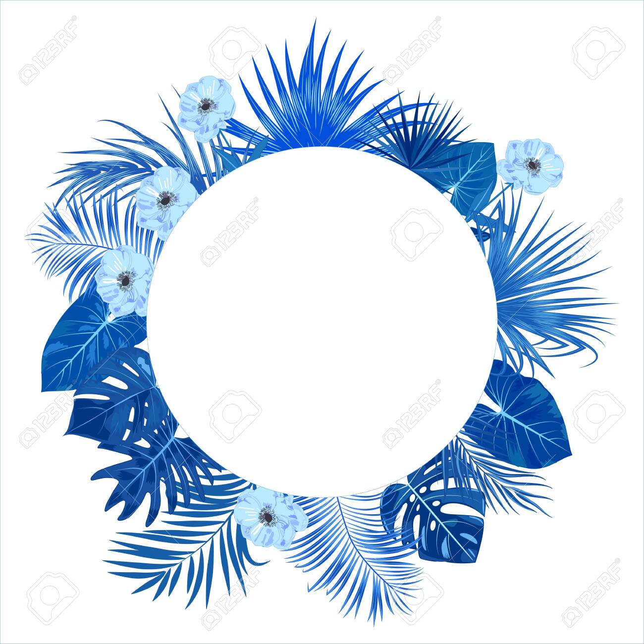 Tropical Floral Frame Template Classic Blue Border Of Jungle Royalty Free Cliparts Vectors And Stock Illustration Image 147801197 tropical floral frame template classic blue border of jungle