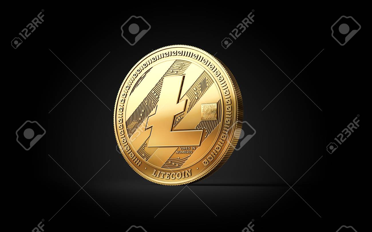 황금 Litecoin LTC Cryptocurrency 동전 검은 배경에 고립. 3D 렌더링 로열티 무료 사진, 그림, 이미지 그리고  스톡포토그래피. Image 91791509