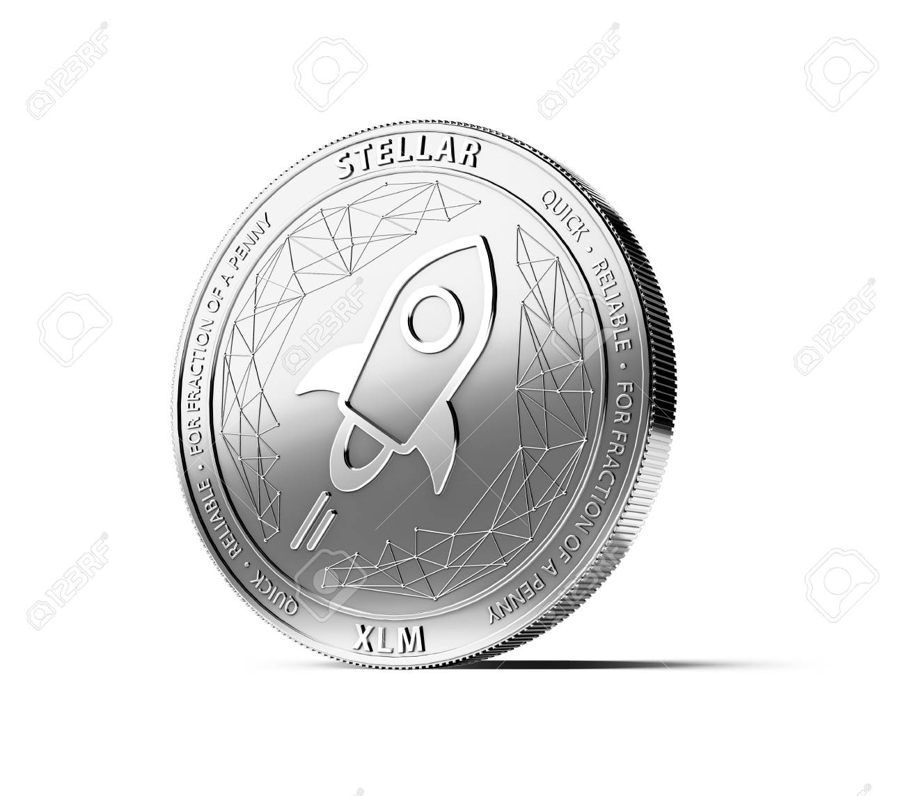 실버 STELLAR (XLM) 동전 흰색 배경에 고립. 개념 동전입니다. 3D 렌더링 로열티 무료 사진, 그림, 이미지 그리고  스톡포토그래피. Image 94775713