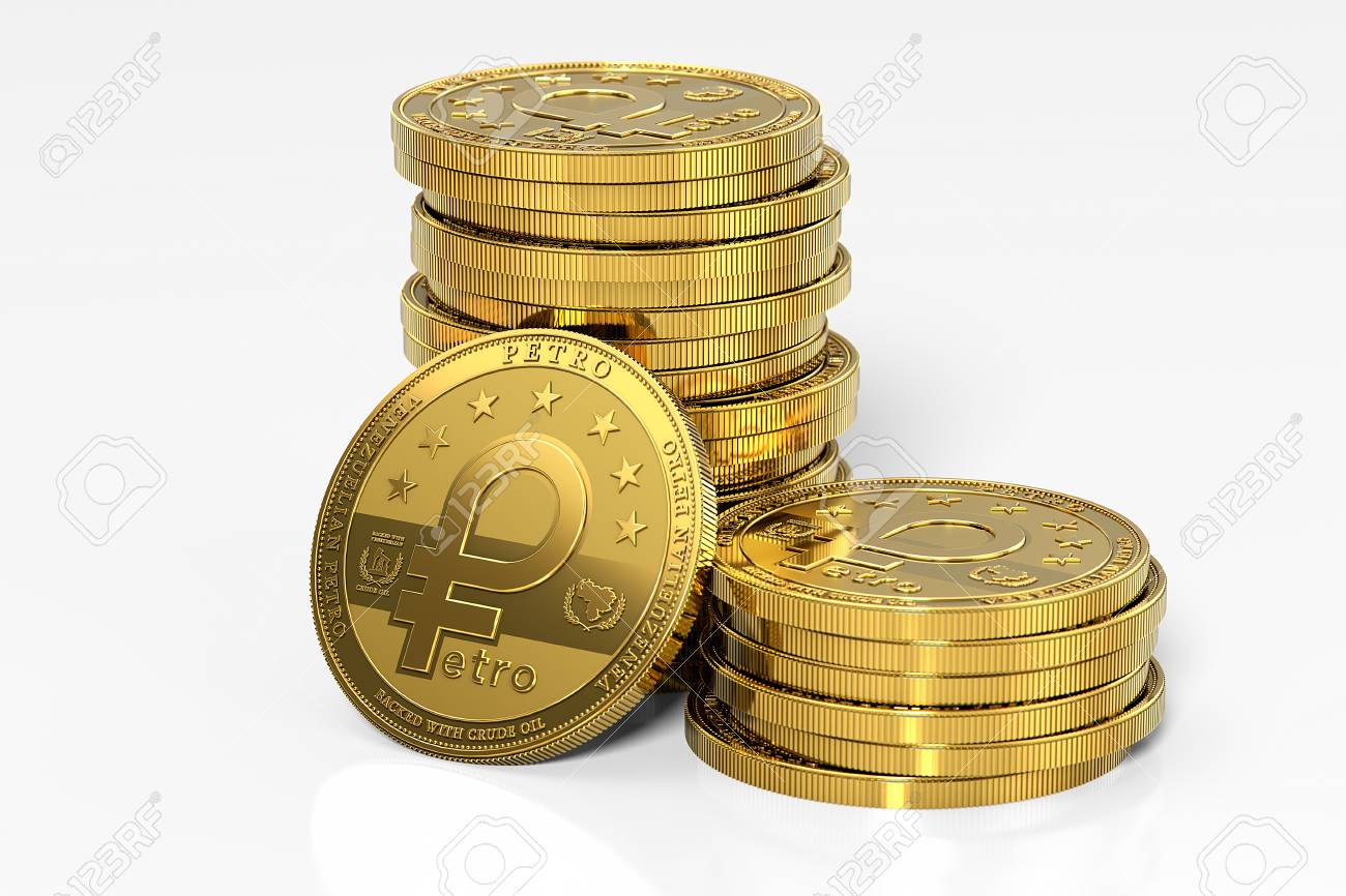 Pila De Oro Venezolano Petro, La Moneda De Criptomoneda Respaldada Por  Petróleo, Aislada Sobre Fondo Blanco. Renderizado 3D Fotos, retratos,  imágenes y fotografía de archivo libres de derecho. Image 97334938