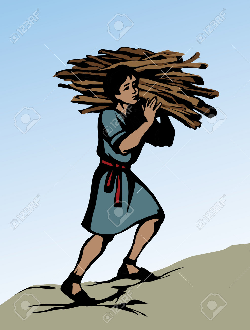 Antique Asian Strong Arab Human Labor Log Fire Fuel Pile Bundle. Line Black  Drawn Adult Tired Poor Porter Back Jew Farm Slavery Job Active Logo Icon  Sign. Retro White Biblic Story Art, image size:986x1300