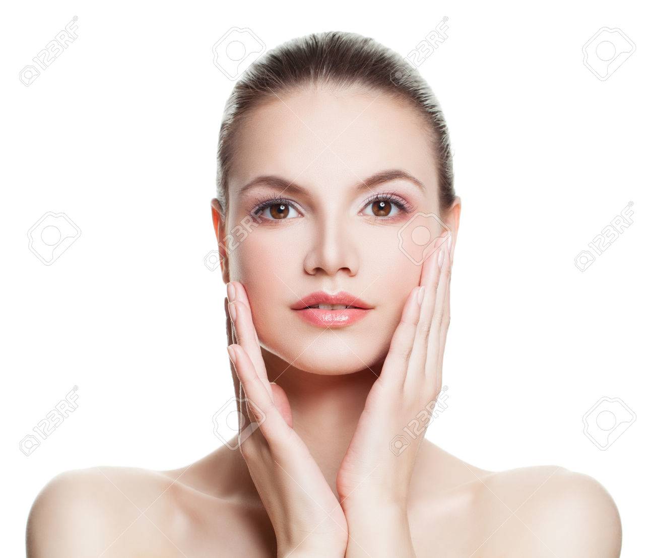 Spa Woman with Clean Skin Touching her Hand Her Face. Spa Beauty, Facial Treatment and Cosmetology - 72044614 Spa Woman with Clean Skin Touching her Hand Her Face. Spa Beauty, Facial Treatment and Cosmetology - 72044614