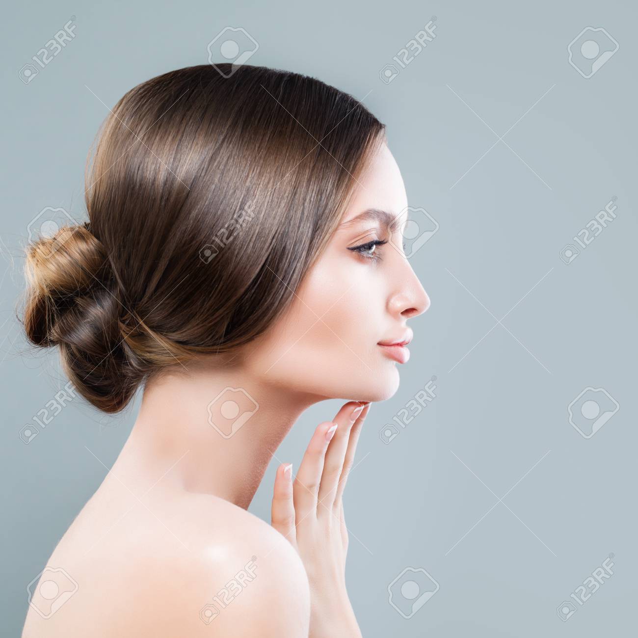 Perfect Female Face Closeup Spa Woman With Healthy Skin Touching Stock Photo Picture And Royalty Free Image Image