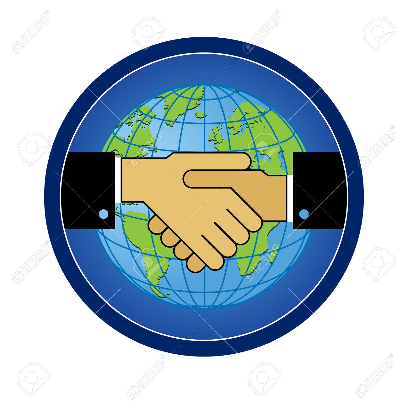 友情を背景に 世界中の協力のシンボル記号握手 のイラスト素材 ベクタ Image