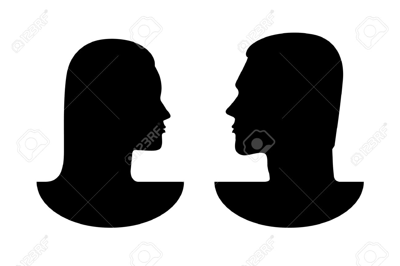 Profile Of Men And Women Symbol Sign Vector Royalty Free Cliparts Vectors And Stock Illustration Image 9159095