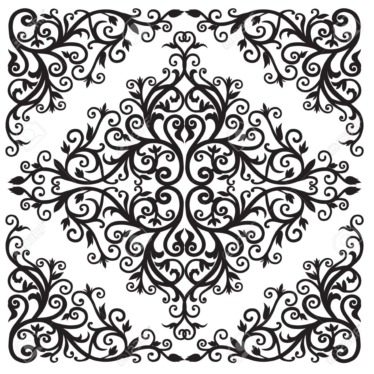 background in the square with the arab floral black and white