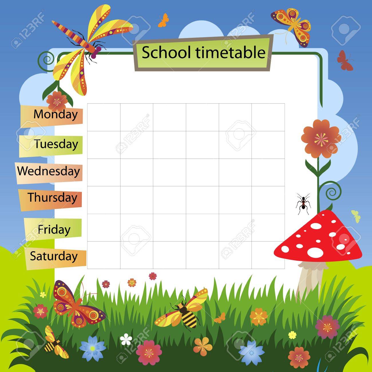 Illustration With The Image Of Summer Background To The Training Schedule  Royalty Free SVG, Cliparts, Vectors, and Stock Illustration. Image 21847615., image size:1300x1300