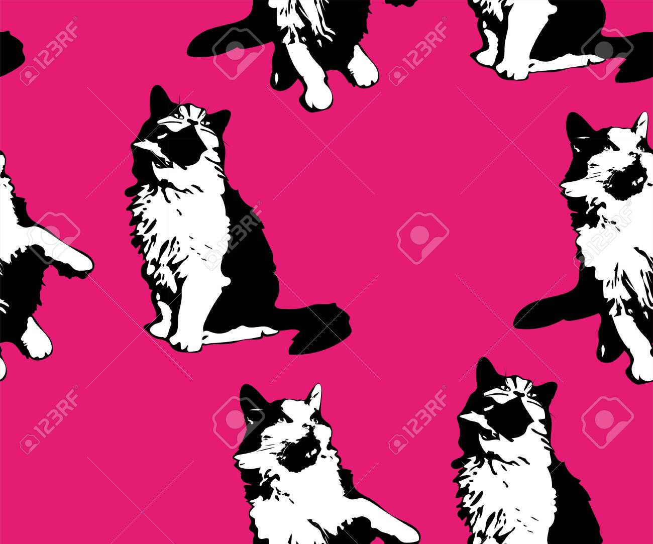 Cute Cats Seamless Pattern Pet Vector Illustration Cartoon Cat Images Cute Design For Kids D Hildren S Pattern のイラスト素材 ベクタ Image