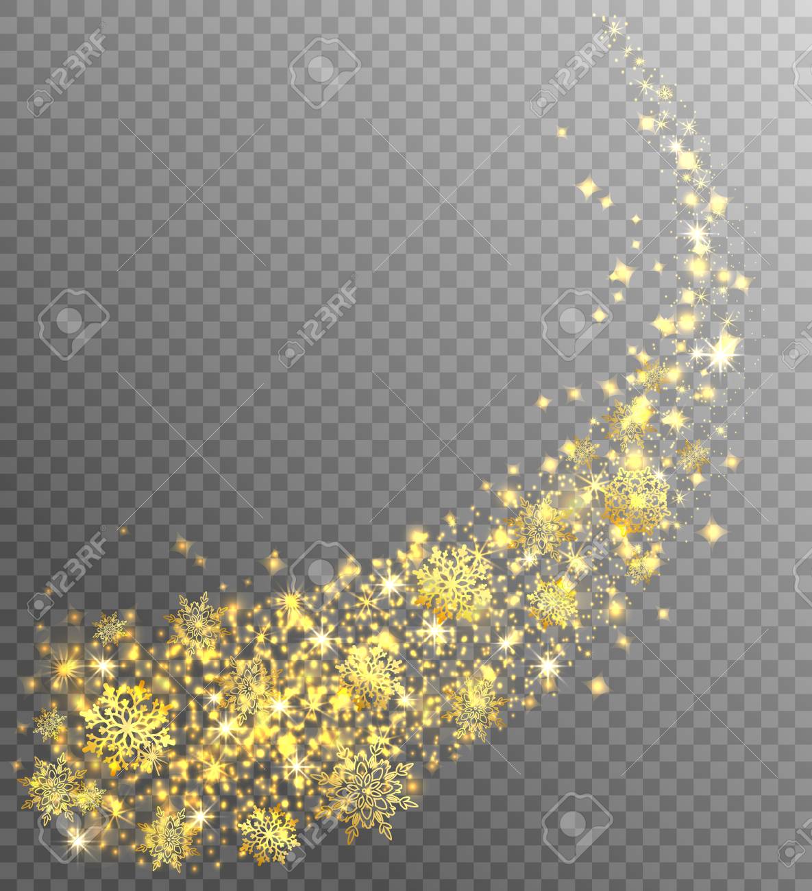 クリスマスの魔法キラキラ輝く 透明な背景に雪の結晶 渦巻きの光を輝いています ベクトルの図 のイラスト素材 ベクタ Image