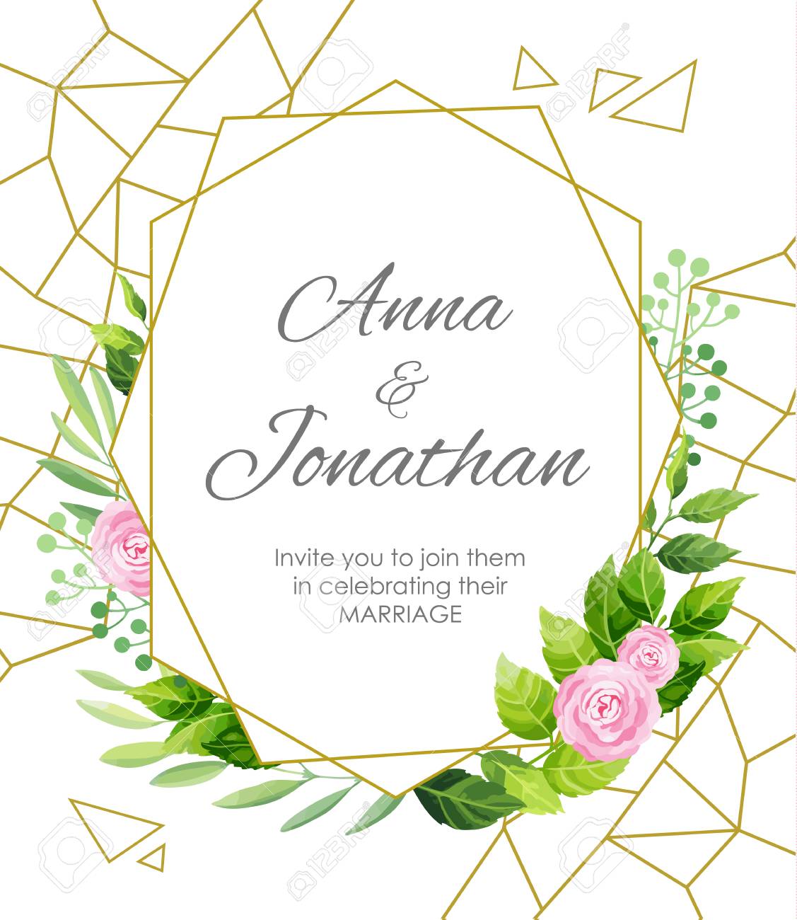 wedding invitation green leaves and flowers geometric frame royalty free cliparts vectors and stock illustration image 103818809 wedding invitation green leaves and flowers geometric frame