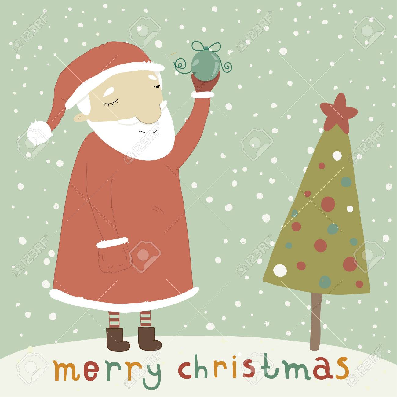 Sfondi Natalizi Simpatici.Vettoriale Riflessione Di Babbo Natale In Un Giocattolo Di Natale Illustrazione Divertente E Simpatico Puo Essere Usato Per Progettare Carte Una Serie Di Cartoline Di Natale Image 24664889