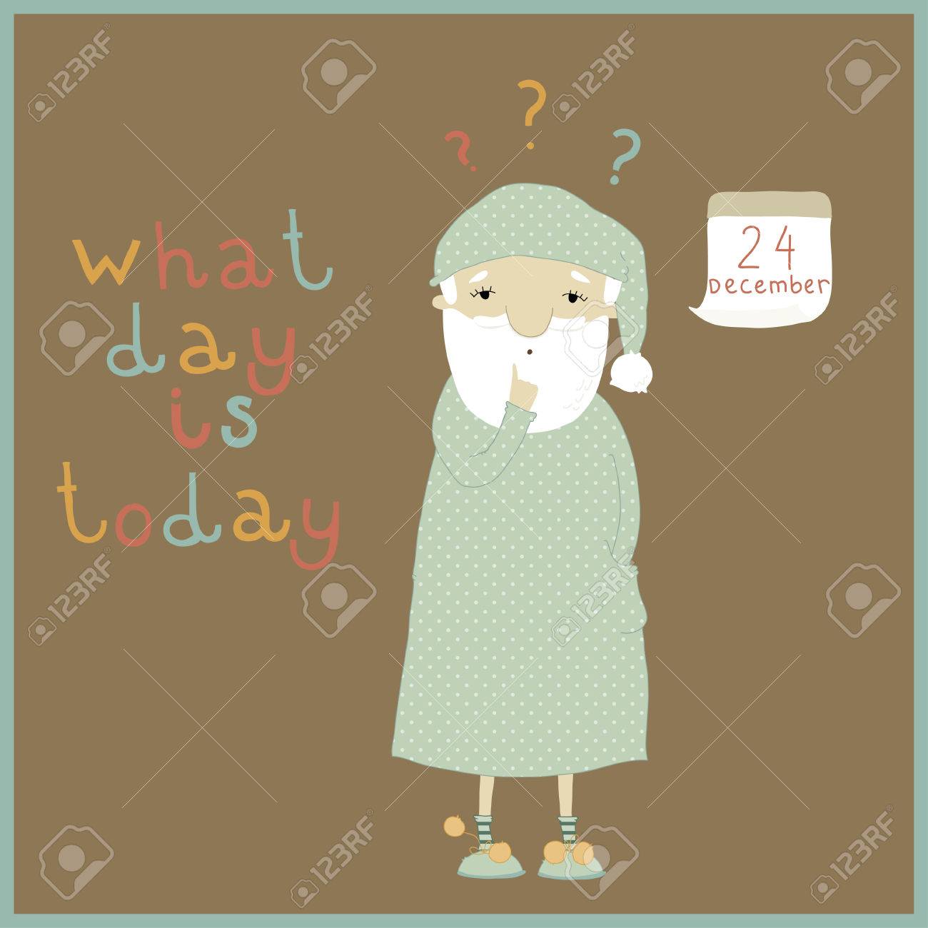 サンタ クロース寝坊クリスマス面白いとキュートなイラストを使用してカードを設計することができます のイラスト素材 ベクタ Image 24664890