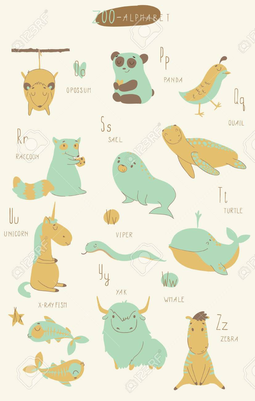 Leuk Dierentuinalfabet In Vector O P Q R S T U V W X Y Z Letters Geisoleerde Illustratie Van Schattige Dieren Engels Leren Royalty Vrije Cliparts Vectoren En Stock Illustratie Image