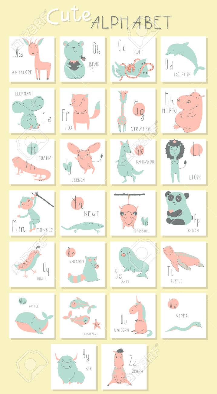 ベクトルで変な動物をかわいい動物園アルファベット 手紙 かわいい動物の隔離された図 英語を学ぶ のイラスト素材 ベクタ Image 4564